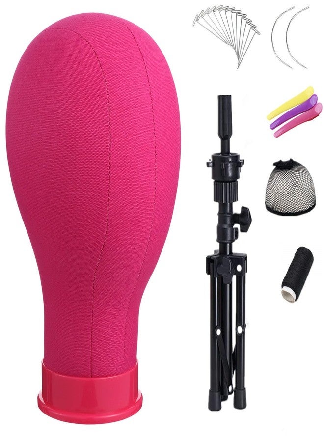 lucicass Wig Head 23 Inch Canvas Block Head Wig Stand with Mannequin Head for Wigs Making Display(23Inch, Rose) - Image 1